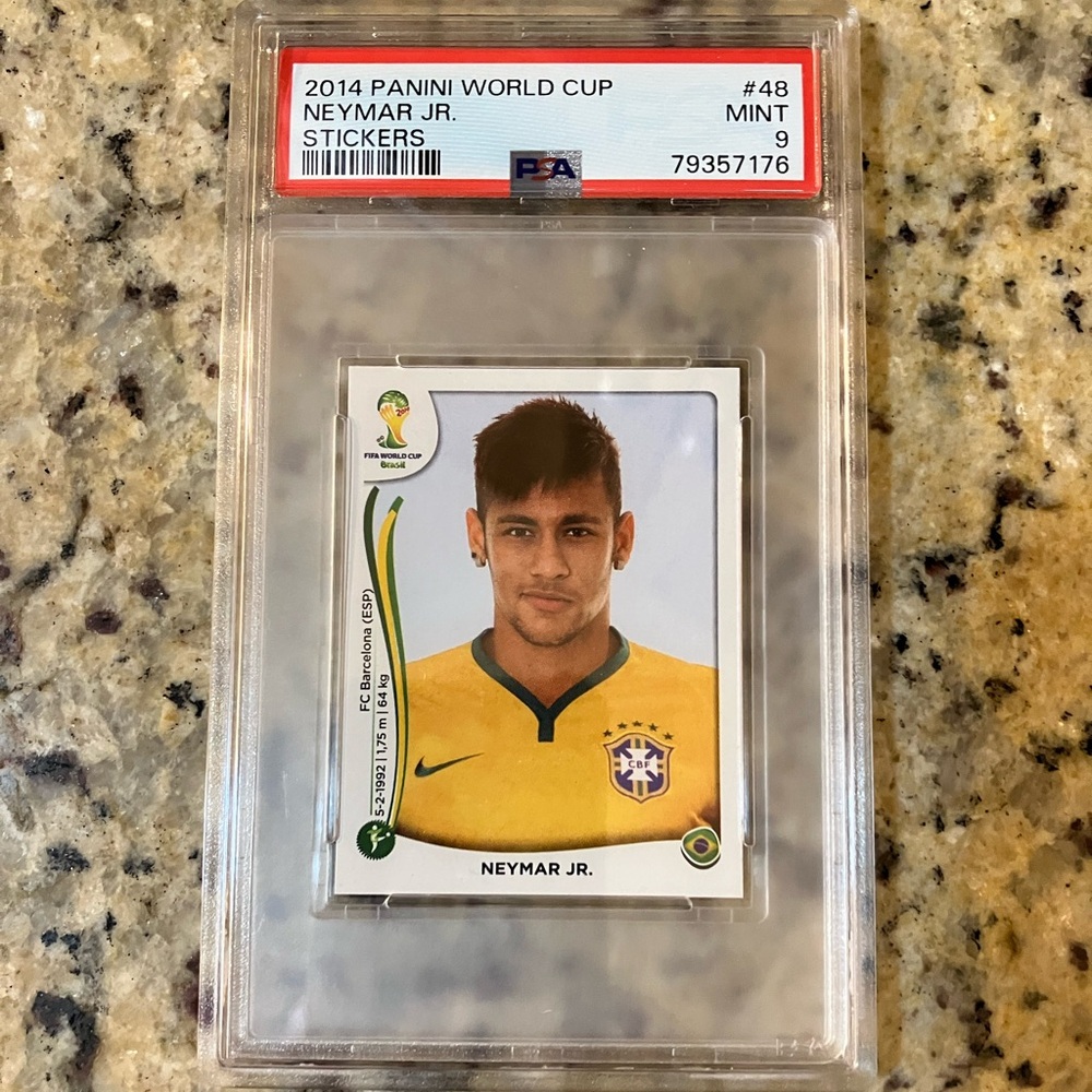 2014 Panini World Cup Stickers #48 Neymar Jr Brazil PSA 9